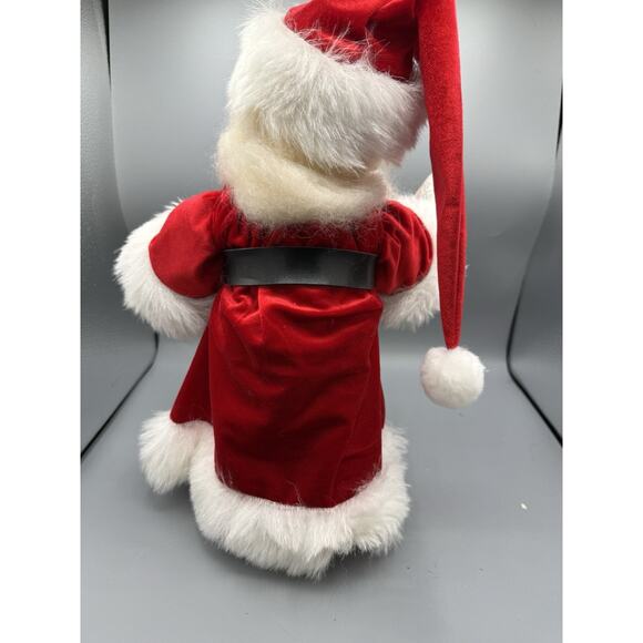 Vintage Santa Claus Figure Red Velvet Coat Faux Fur Trim Weighted Base 18” - Picture 3 of 6